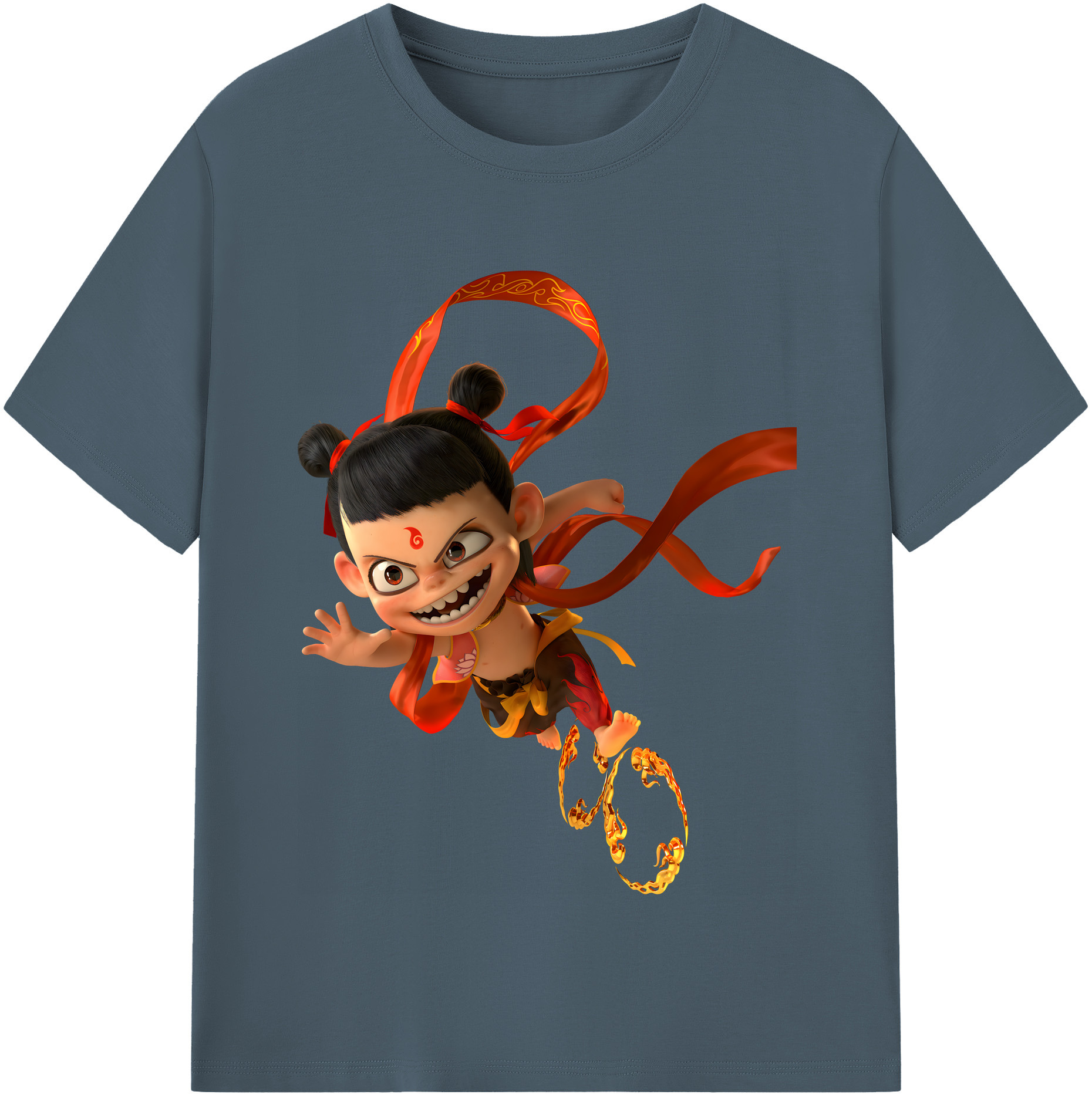 （画像用） Ne Zha 2 ナタ 魔童の大暴れ 綿100％半袖Tシャツ（フロントプリント）